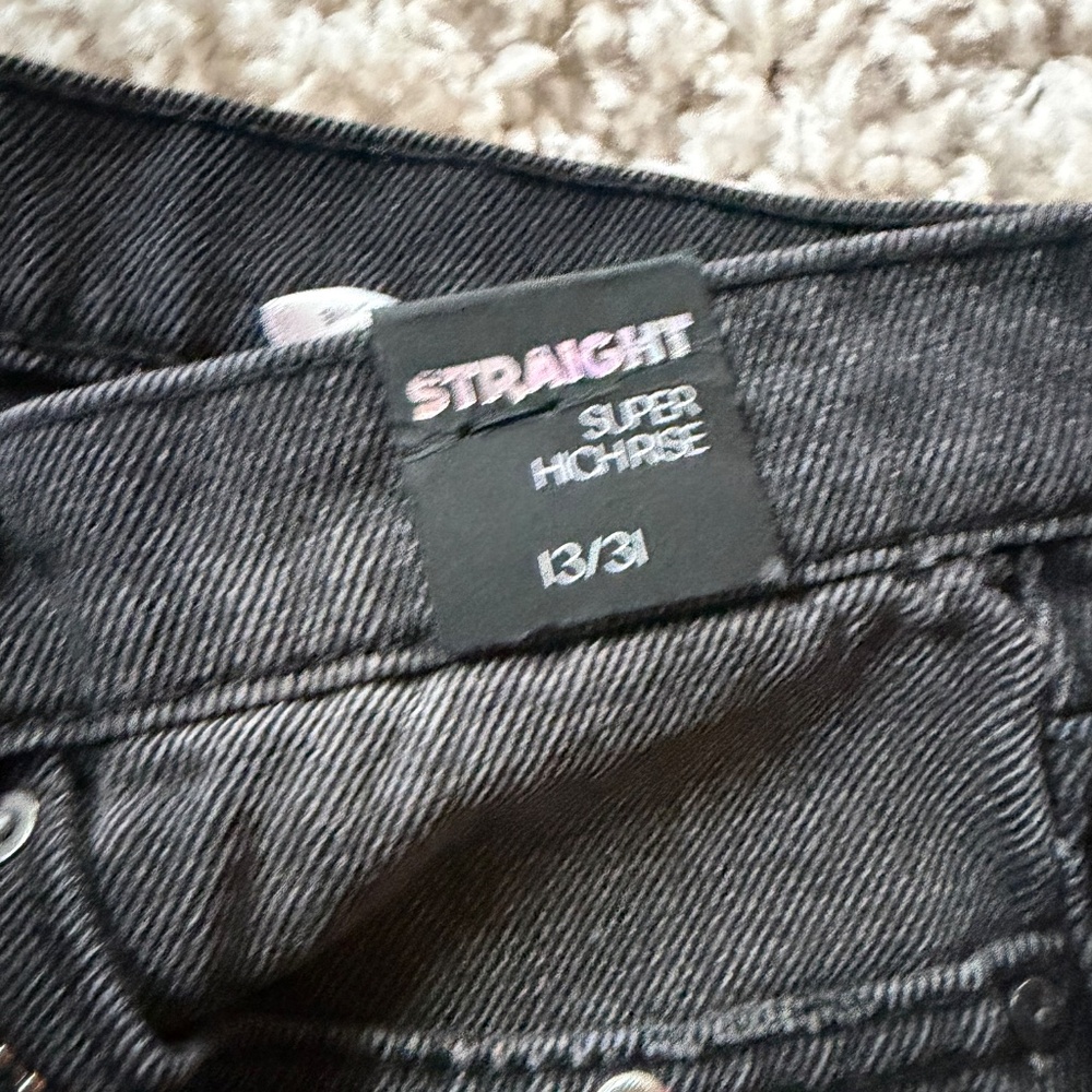 Classic Studio Y Charcoal NWT dark wash black denim high rise Women's Straight J - Picture 6 of 9